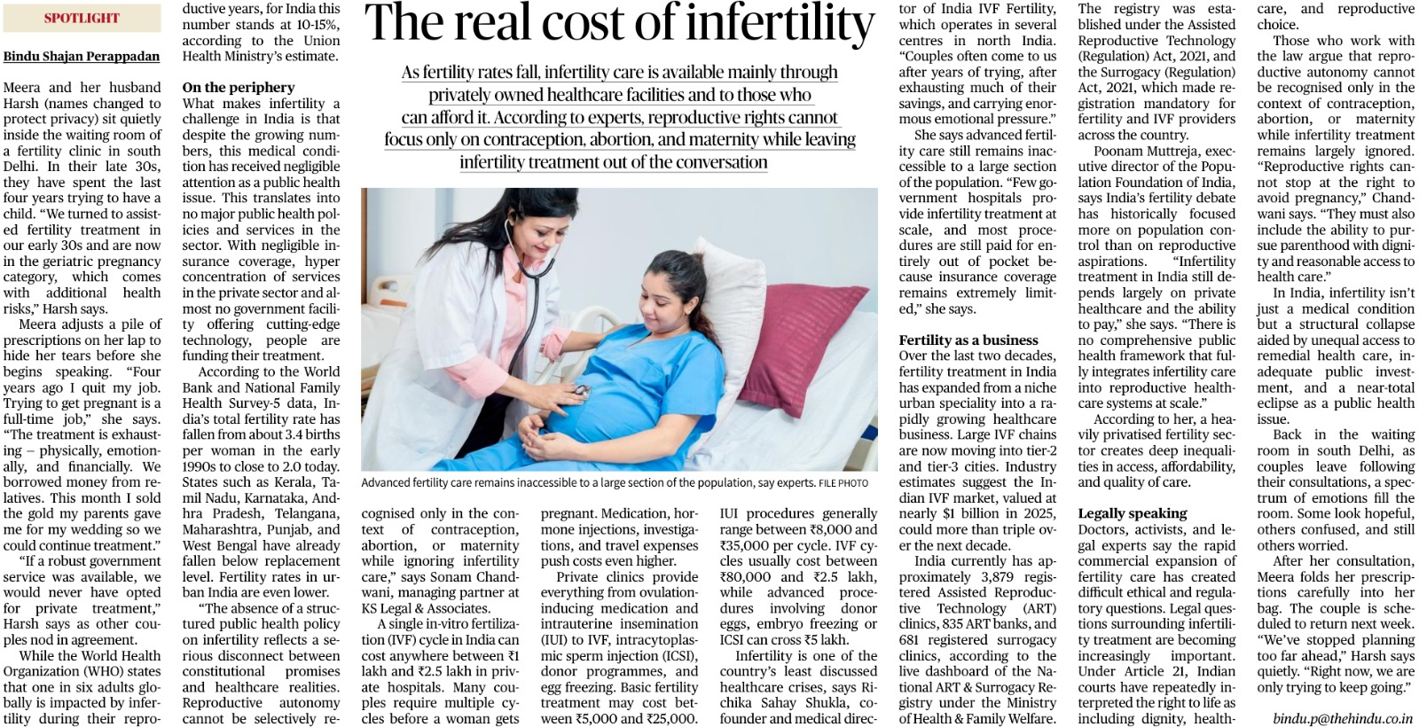 The Cost of Infertility at the Hindu, New Delhi